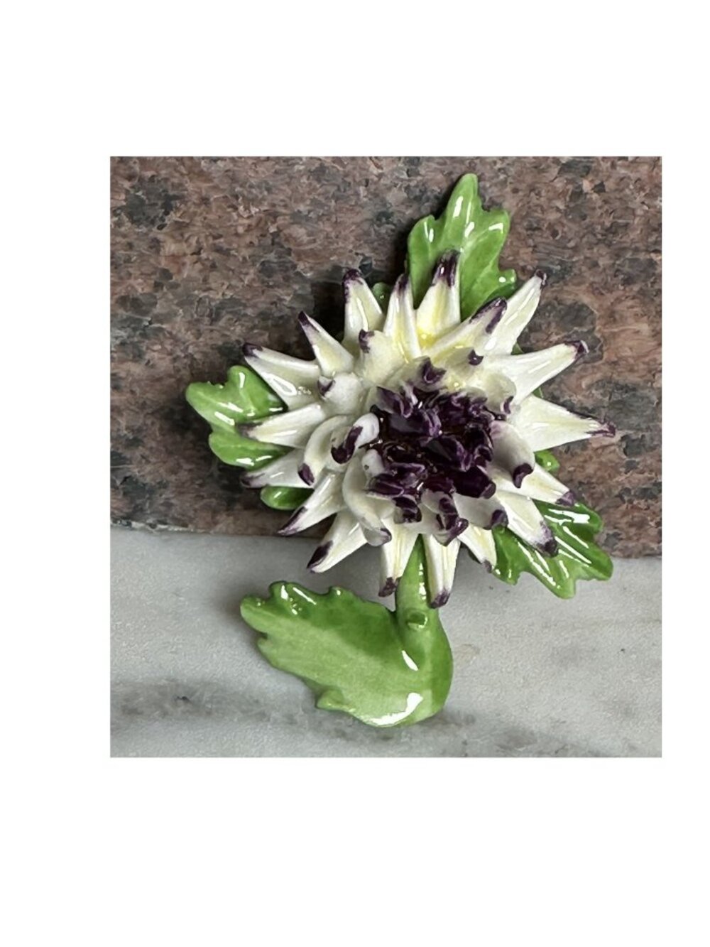 Royal Adderley Floral Bone China Brooch Vintage English Porcelain Flower Pin Pur